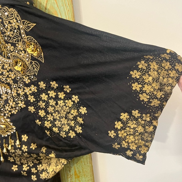 Bali Collection Beaded Sequined
Batwing Short Sleeve Blouse Top - Picture 4 of 9